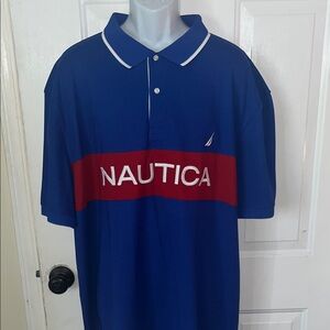 Nautica Royal Blue Polo with Red Chest Band